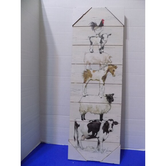 NEW Farm Animals Country Wall Art Print Rustic Home Farmhouse Wood - Picture 4 of 5